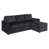 ebuy24 Sacramento Schlafsofa Chaiselong Wendbar Versteckte Aufbewahrung und Ausziehbares Bett AntracitGrau