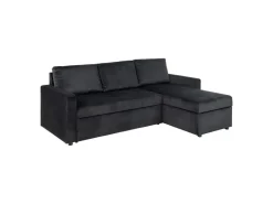 ebuy24 Sacramento Schlafsofa Chaiselong Wendbar Versteckte Aufbewahrung und Ausziehbares Bett AntracitGrau