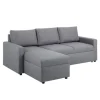 ebuy24 Sander Schlafsofa mit Ottomane Aufbewahrung und Auszug Hellgrau
