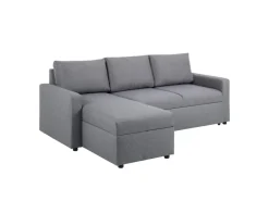 ebuy24 Sander Schlafsofa mit Ottomane Aufbewahrung und Auszug Hellgrau