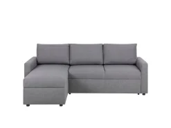 ebuy24 Sander Schlafsofa mit Ottomane Aufbewahrung und Auszug Hellgrau