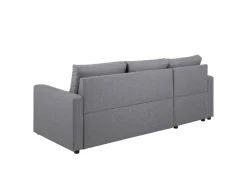 ebuy24 Sander Schlafsofa mit Ottomane Aufbewahrung und Auszug Hellgrau