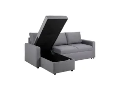 ebuy24 Sander Schlafsofa mit Ottomane Aufbewahrung und Auszug Hellgrau