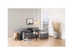 ebuy24 Sander Schlafsofa mit Ottomane Aufbewahrung und Auszug Hellgrau