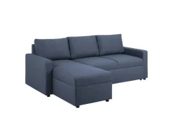 ebuy24 Sander Schlafsofa mit Ottomane Aufbewahrung und Auszug Blau* Aufbewahrung