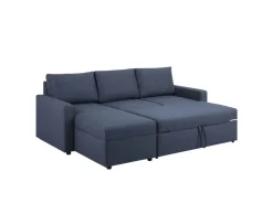 ebuy24 Sander Schlafsofa mit Ottomane Aufbewahrung und Auszug Blau* Aufbewahrung