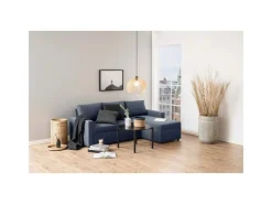 ebuy24 Sander Schlafsofa mit Ottomane Aufbewahrung und Auszug Blau* Aufbewahrung