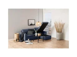 ebuy24 Sander Schlafsofa mit Ottomane Aufbewahrung und Auszug Blau* Aufbewahrung