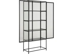 ebuy24 Sea Vitrinenschrank A 2 Glastüren und 4 Regale Schwarz* Vitrinen