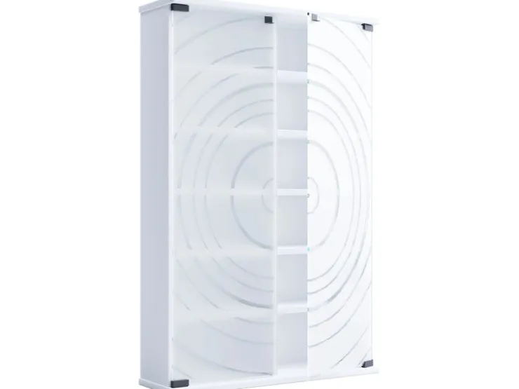 ebuy24 TilanoL Vitrinenschrank CD DVD 6 Ablagen 2 Türen Weiß* Vitrinen