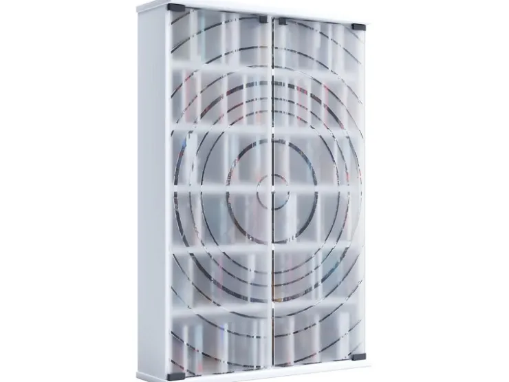ebuy24 TilanoL Vitrinenschrank CD DVD 6 Ablagen 2 Türen Weiß* Vitrinen