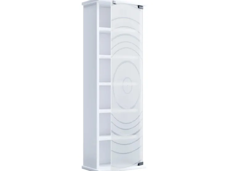 ebuy24 TilanoM Vitrinenschrank CD DVD 6 Ablagen 1 Tür Weiß* Vitrinen