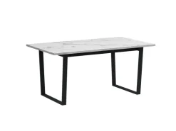 ebuy24 Tilst Essgruppe Tisch Weiß Marmor Print mit 4 Stühlen Velour Schwarz