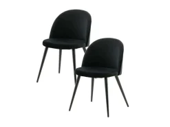 ebuy24 Tilst Essgruppe Tisch Weiß Marmor Print mit 4 Stühlen Velour Schwarz