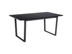 ebuy24 Tilst Essgruppe Tisch Schwarz Marmor Print mit 4 Stühlen Velour Schwarz