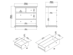 ebuy24 Venedig Kommode mit 2 Kleinen und 2 Grossen Schubladen Weiss