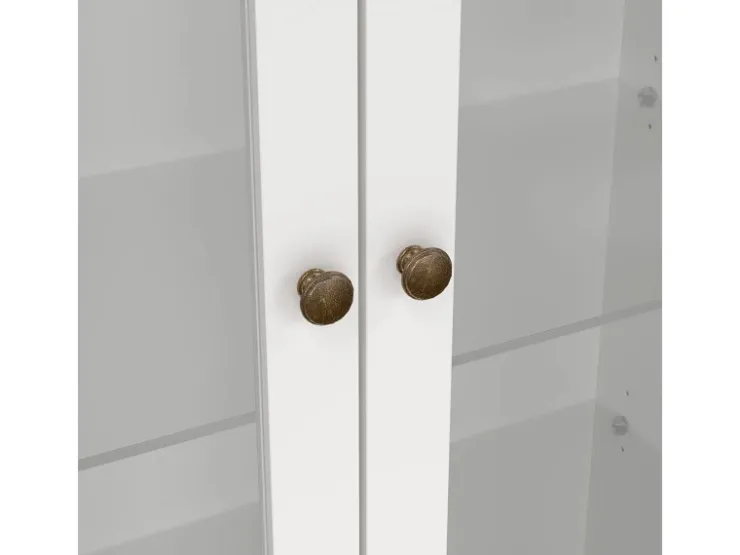 ebuy24 Venedig Vitrinenschrank 2-Türig mit 2 Schubladen Breite 97 cm Höhe 201 cm Weiß