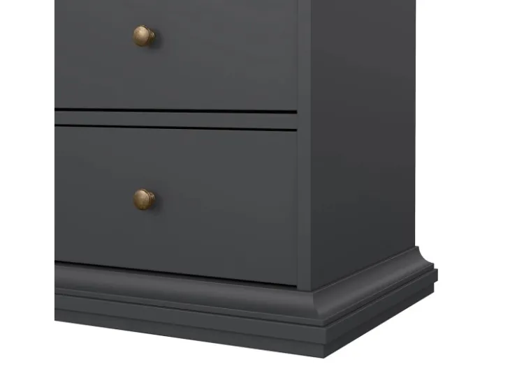 ebuy24 Venedig Vitrinenschrank 2 Glastüren und 2 Schubladen Matt Grau