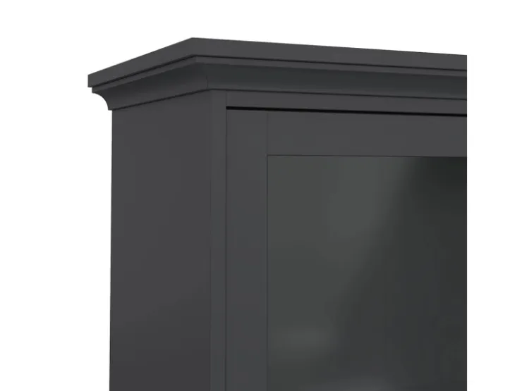 ebuy24 Venedig Vitrinenschrank 2 Glastüren und 2 Schubladen Matt Grau