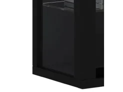 ebuy24 Vitrosa Mini Vitrinenschrank Wandhängend mit 2 Glastüren und 8 Glasregalen Schwarz* Vitrinen