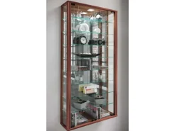 ebuy24 VitrosaMaxi Vitrinenschrank Wandhängend mit Spiegel 2 Glastüren Nussbaum Dekor* Vitrinen