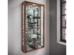 ebuy24 VitrosaMaxi Vitrinenschrank Wandhängend mit Spiegel 2 Glastüren Nussbaum Dekor* Vitrinen