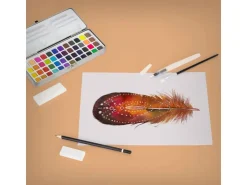 ECD Germany Aquarellfarben Set 48 Farben in Tragbarer Box inkl Pinsel* Malerbedarf