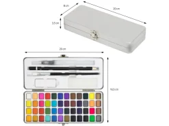 ECD Germany Aquarellfarben Set 48 Farben in Tragbarer Box inkl Pinsel* Malerbedarf
