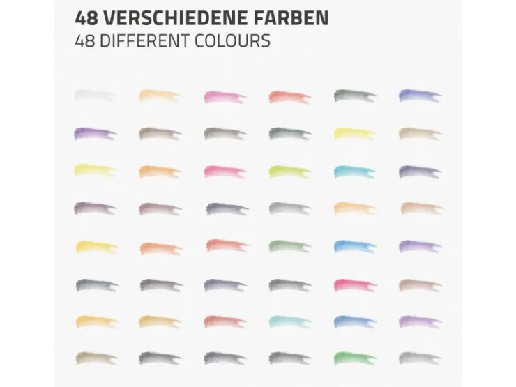 ECD Germany Aquarellfarben Set 48 Farben in Tragbarer Box inkl Pinsel* Malerbedarf