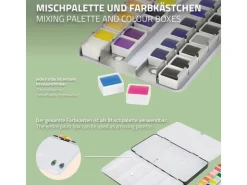 ECD Germany Aquarellfarben Set 48 Farben in Tragbarer Box Vollaquarell Palette* Bastelzubehör