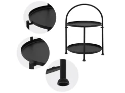 ECD Germany Beistelltisch Rund 33x45cm Schwarz Metall Klappbar Industriell* Tische