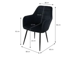 ECD Germany 2er Set Esszimmerstühle Küchenstühle Schwarz aus Samt* Stühle