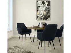 ECD Germany 2er Set Esszimmerstühle Küchenstühle Schwarz aus Samt* Stühle