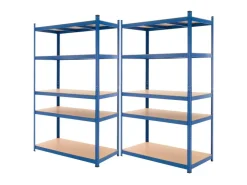 ECD Germany 2Er Set Werkstattregal 200x100x60 cm Blau Pulverbeschichter Metall* Weitere Regale