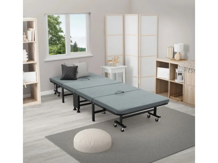 ECD Germany Gästebett 90x200 cm Klappbares Einzelbett mit Matratze