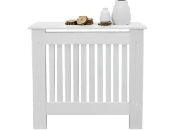 ECD Germany Heizkörperverkleidung Landhausstil 78x19x82 cm Weiß aus MDF Lackiert* Regal Weiß