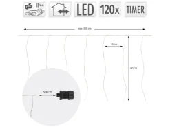 ECD Germany LED Lichtervorhang 300cm 120LED Warmweiß mit Timer 19 Modi* Vorhänge