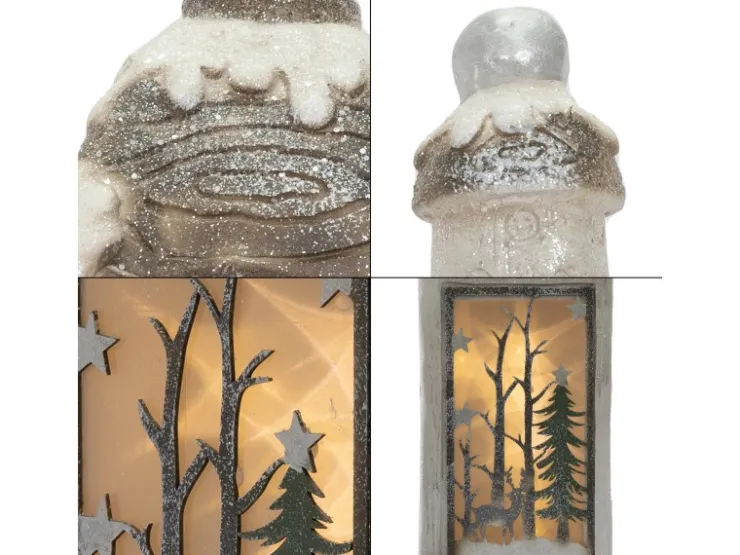 ECD Germany LED Weihnachtslaterne mit Warmweißes Licht 60cm Weiß Beige Grünes* Laternen