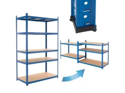 ECD Germany Werkstattregal 200x100x60 cm Blau aus Metall mit 5 Böden aus MDF* Kellerregale