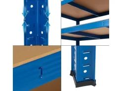 ECD Germany Werkstattregal 200x100x60 cm Blau aus Metall mit 5 Böden aus MDF* Kellerregale