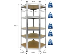 ECD Germany Werkstattregal Eckregal 180x70x40 cm bis 750 kg 5 MDF-Platten Eck* Kellerregale