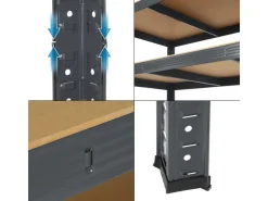 ECD Germany Werkstattregal 200x100x60 cm Anthrazit Metall 5 MDF Böden bis 875kg* Weitere Regale