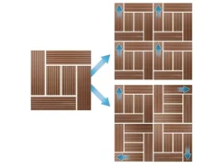 ECD Germany WPC Terrassenfliesen 30x30 cm 33er Spar Set Mosaik