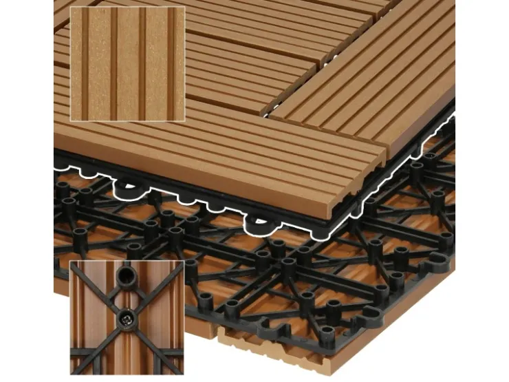 ECD Germany WPC Terrassenfliesen 30 x 30 cm 55er Spar Set Mosaik Holzoptik* Mosaik