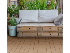 ECD Germany WPC Terrassenfliesen 30 x 30 cm 55er Spar Set Mosaik Holzoptik* Mosaik