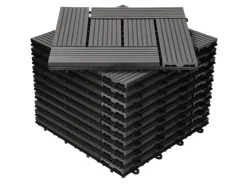 ECD Germany WPC Terrassenfliesen 30x30 cm 11Er Spar Set Mosaik