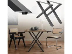 ECD Germany 2x Tischbeine X-Design X-Form 60 x 72 cm Anthrazit Industriedesign* Tische