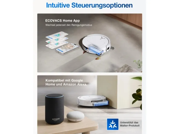 ECOVACS DEEBOT T80 OMNI WHITE mit Selbstreinigender OZMO ROLLER-Wischtechnologie
