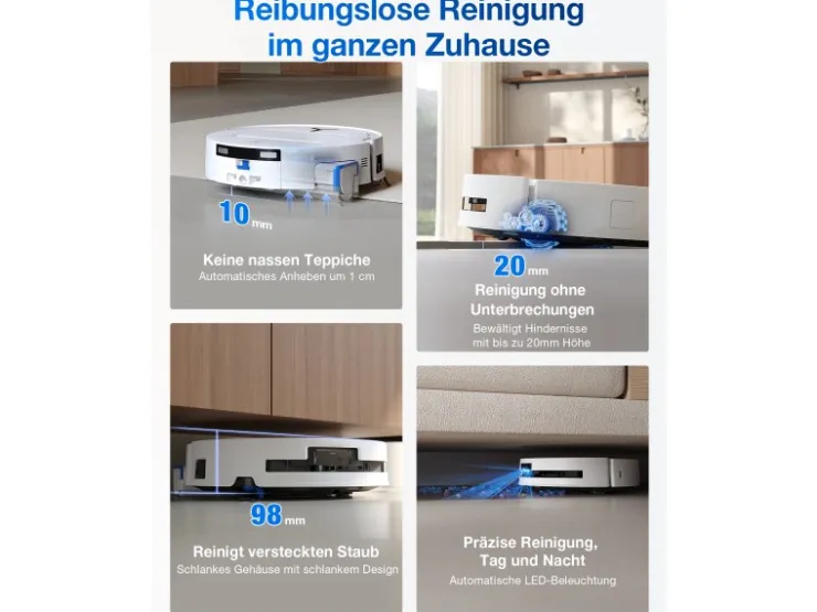 ECOVACS DEEBOT T80 OMNI WHITE mit Selbstreinigender OZMO ROLLER-Wischtechnologie