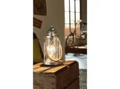 Eglo Tischleuchte Bradford Silberfarben Antik Ø 14 cm x 33 cm 1-flammig